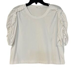 A.L.C. Puff Ruffle Sleeve White Tee Large